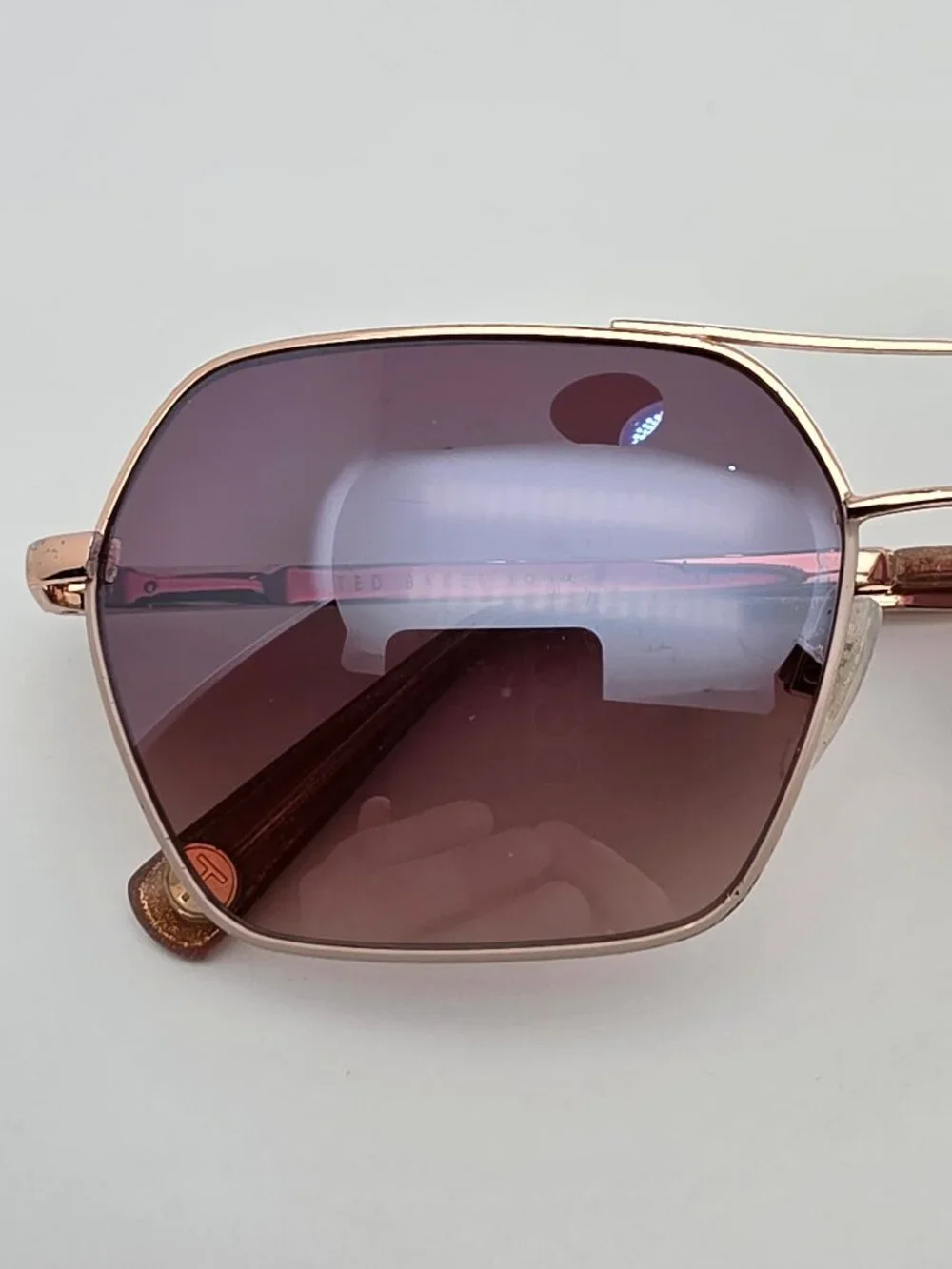 Ted Baker TWS254 Rose Gold Glitter Frame Purple Gradient Lens Aviator Sunglasses